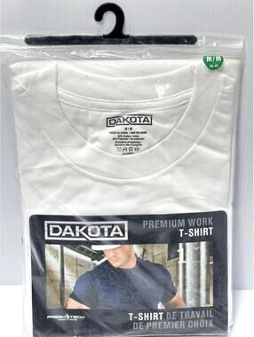 Dakota Premium Work T-Shirt Mens Medium White FreshTech Odor Control Heavy Duty